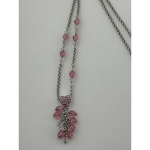 Swarovski Swan "Go Red" Light Rose Heart Dangle Necklace 957038 READ